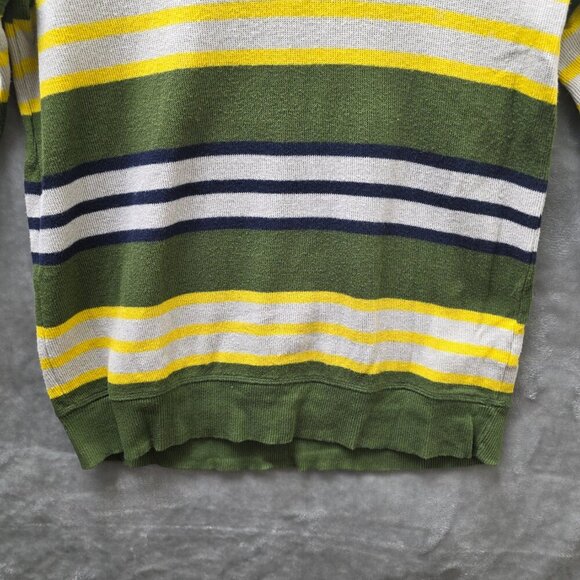 Old Navy Boys Striped Sweater XL 14/16 Green Yellow‎ Navy Cotton Pullover - Picture 5 of 11